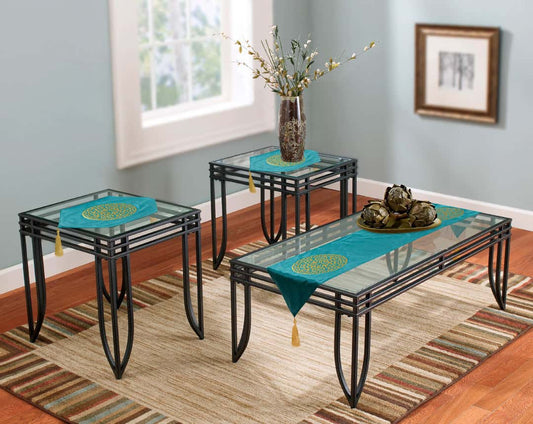 Velvet lazer 3pcs runner set (Sea Green)