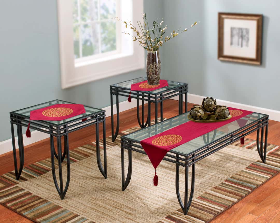 Velvet lazer 3pcs runner set (Shocking Pink) Main image
