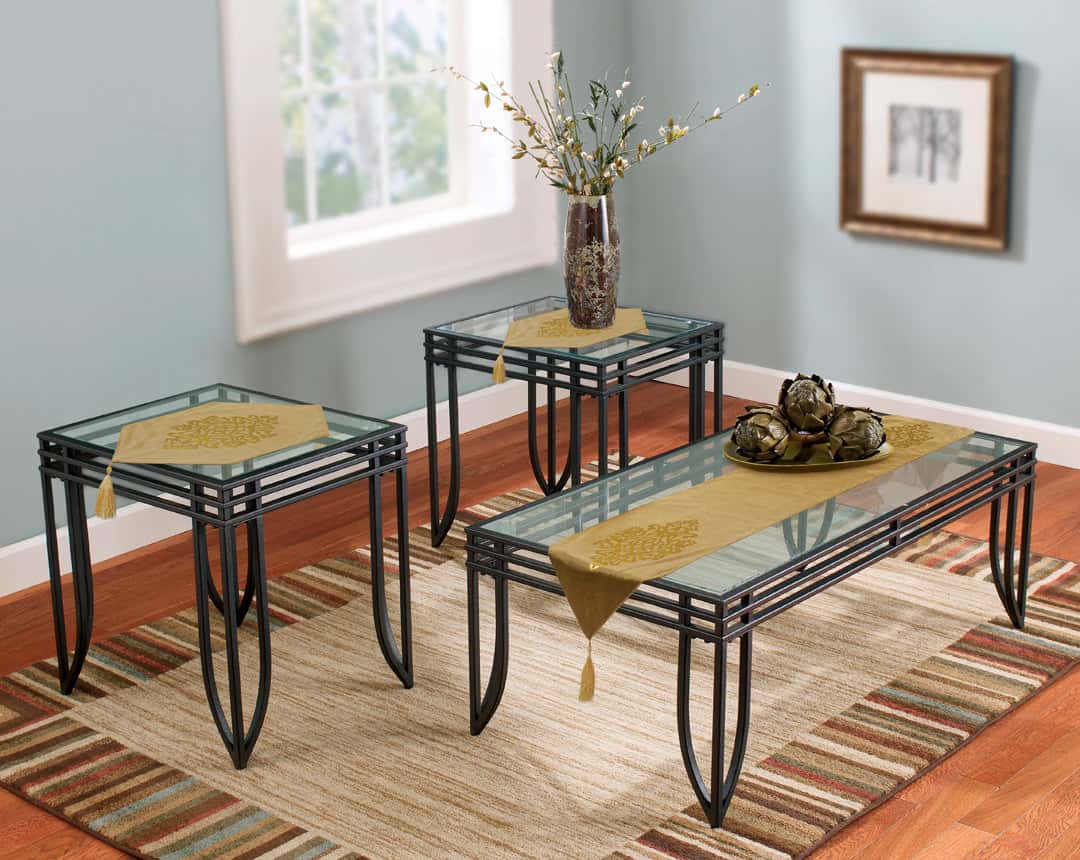 Velvet lazer 3pcs runner set (Dark Camel)