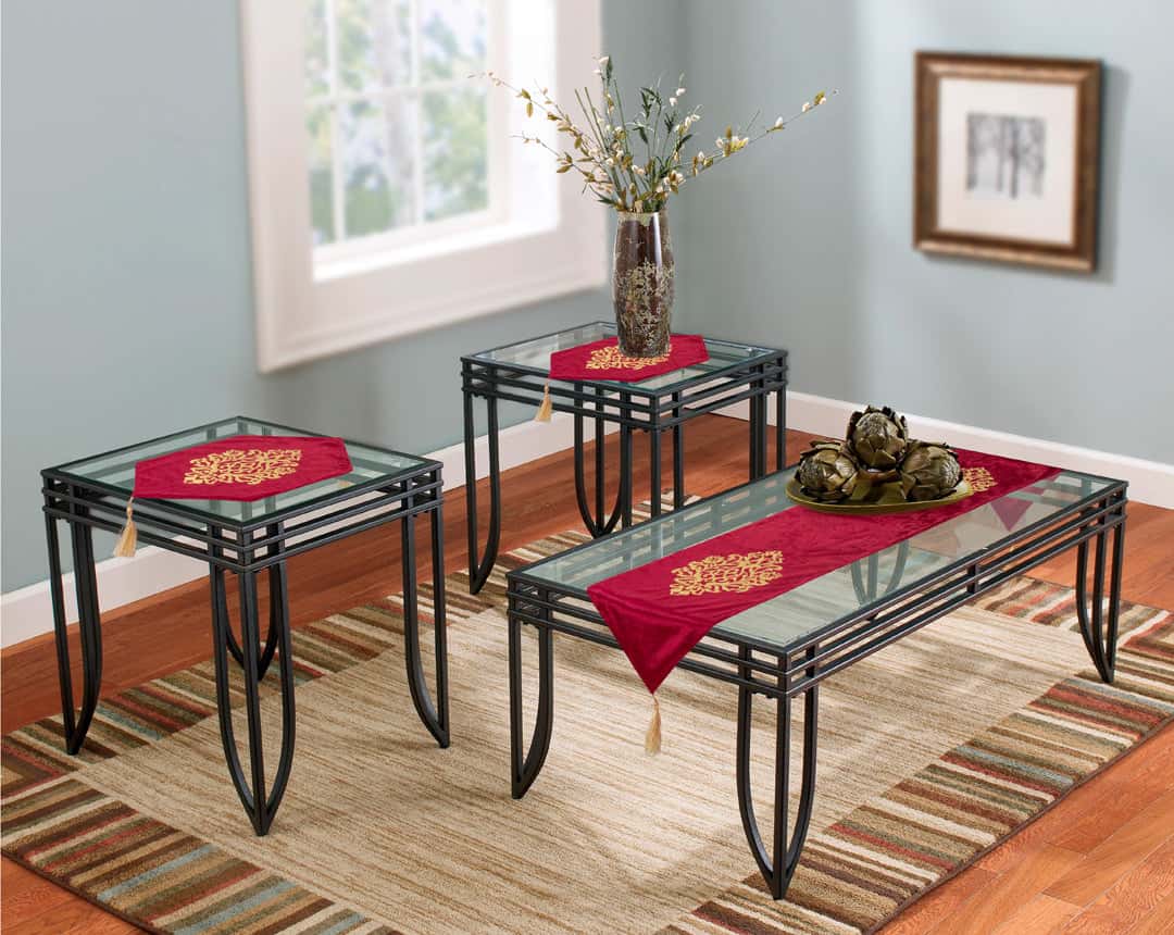 Velvet lazer 3pcs runner set (Red) Main image