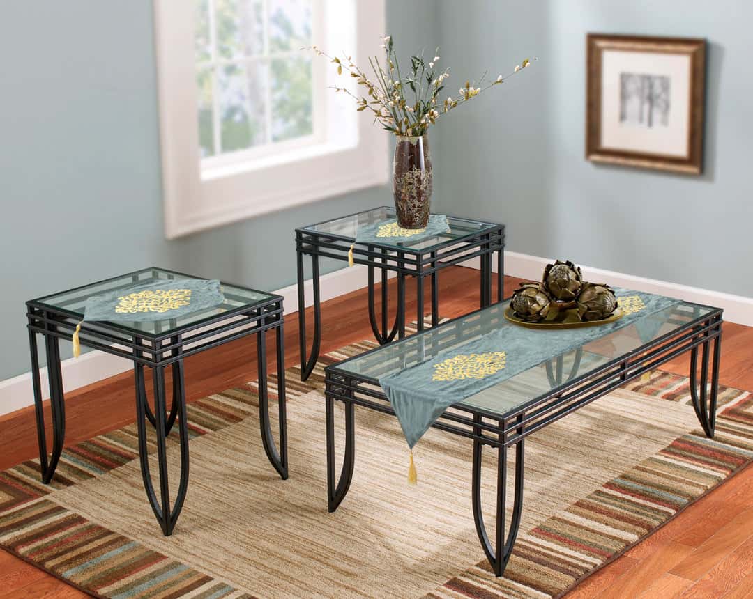 Velvet lazer 3pcs runner set (Light Grey) Main image