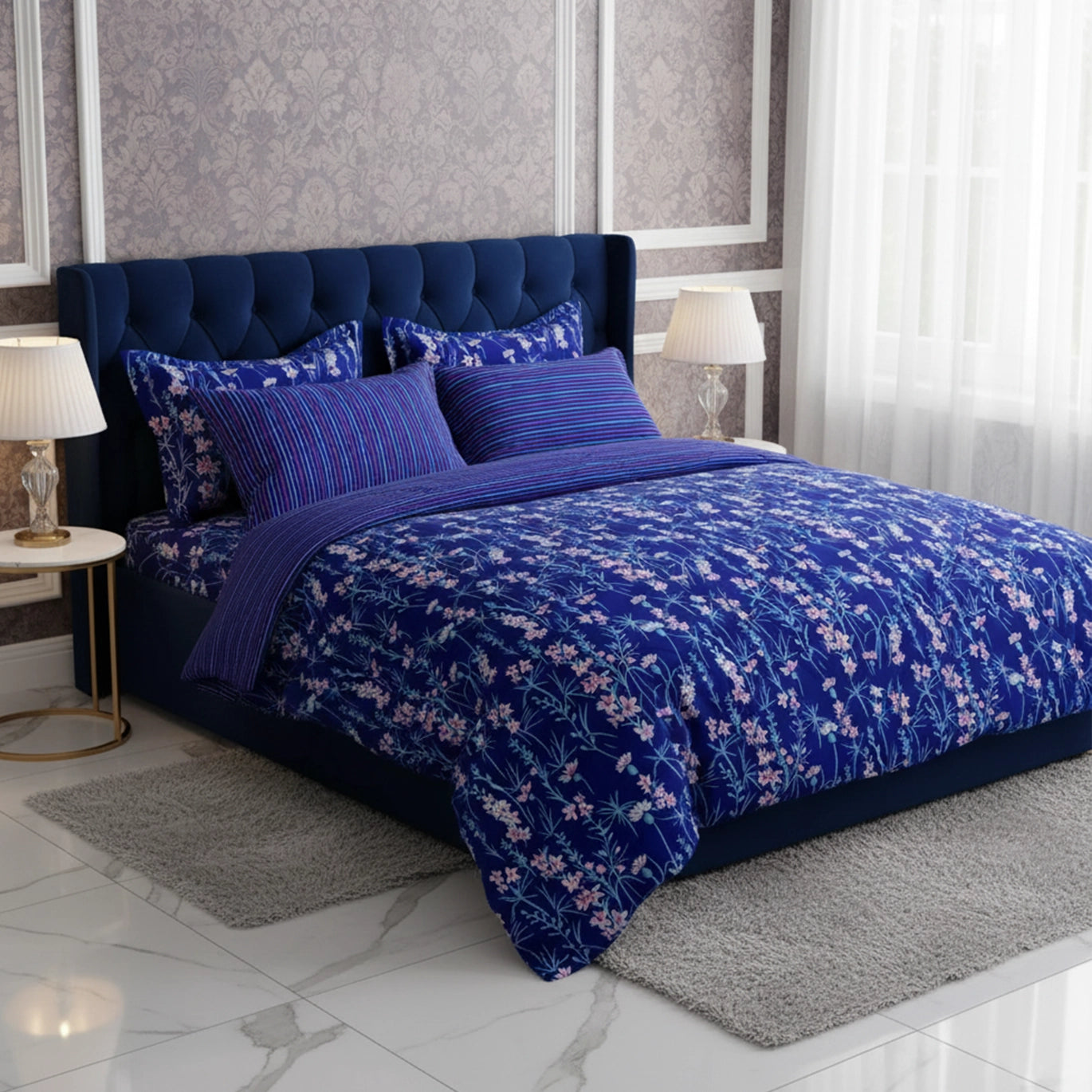BLUE BLOOM 6-Pcs Comforter Set