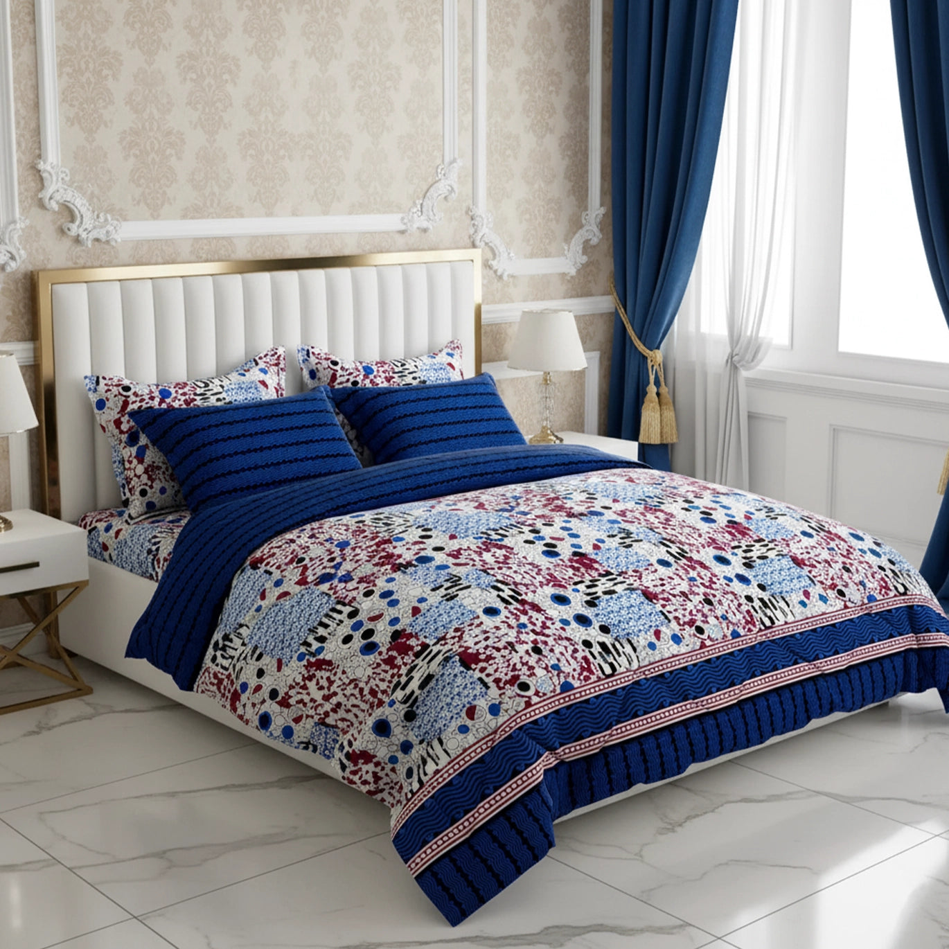 BLUE PAISLEY 6-Pcs Comforter Set