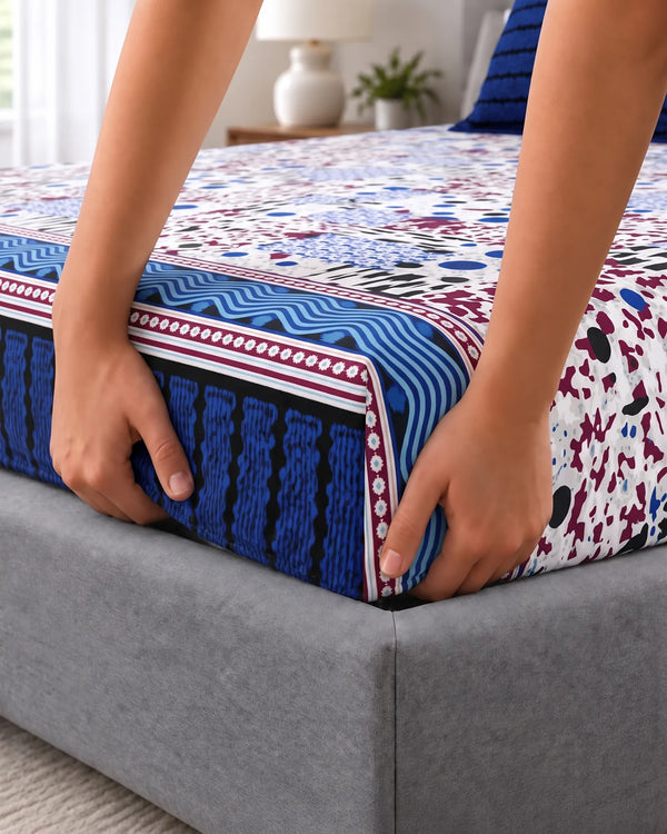 BLUE PAISLEY  Xara Fitted Bed Sheet Set