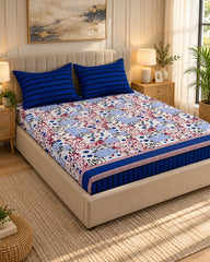 BLUE PAISLEY  Xara Fitted Bed Sheet Set