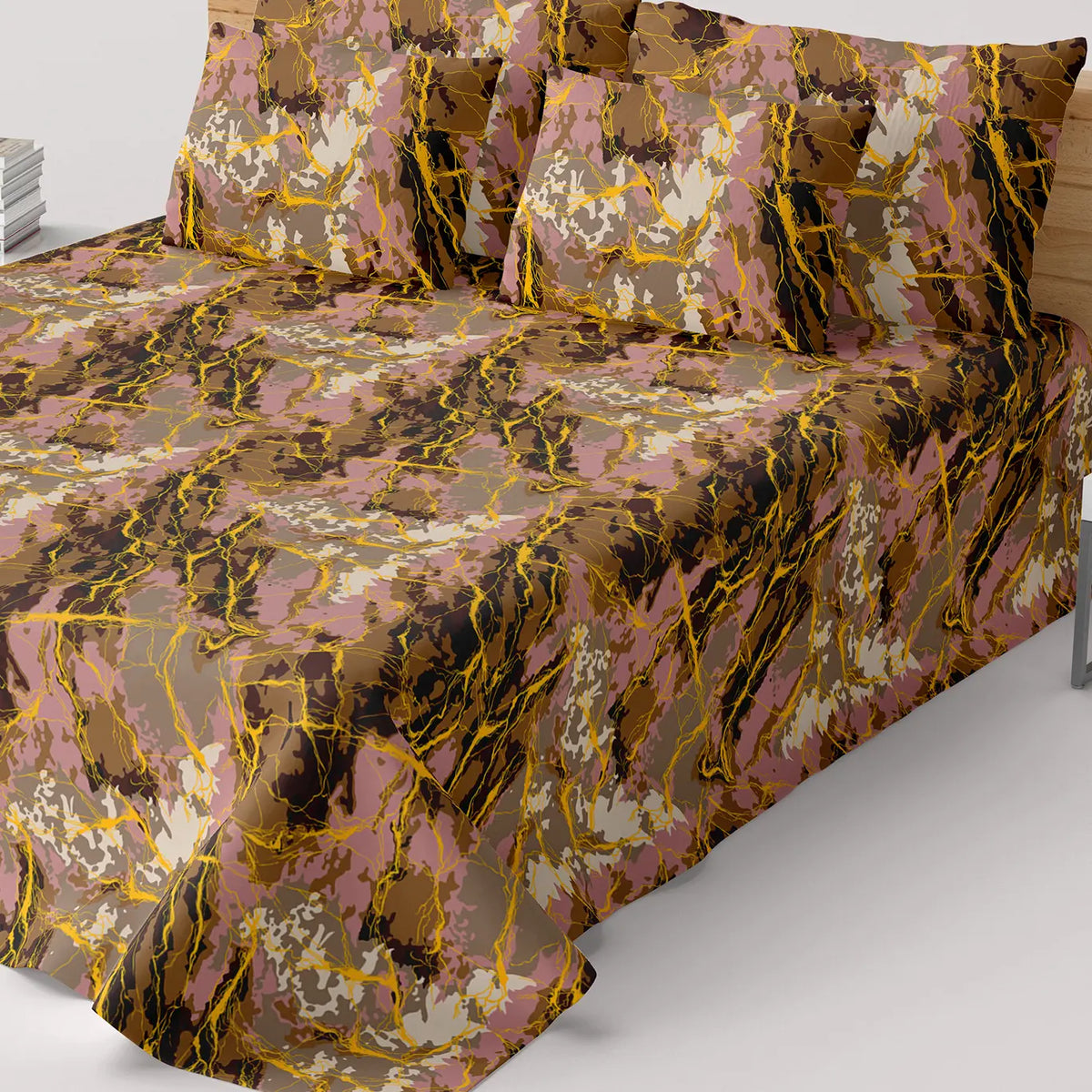 BRONZE MARBLE SATEEN BED SHEET SET