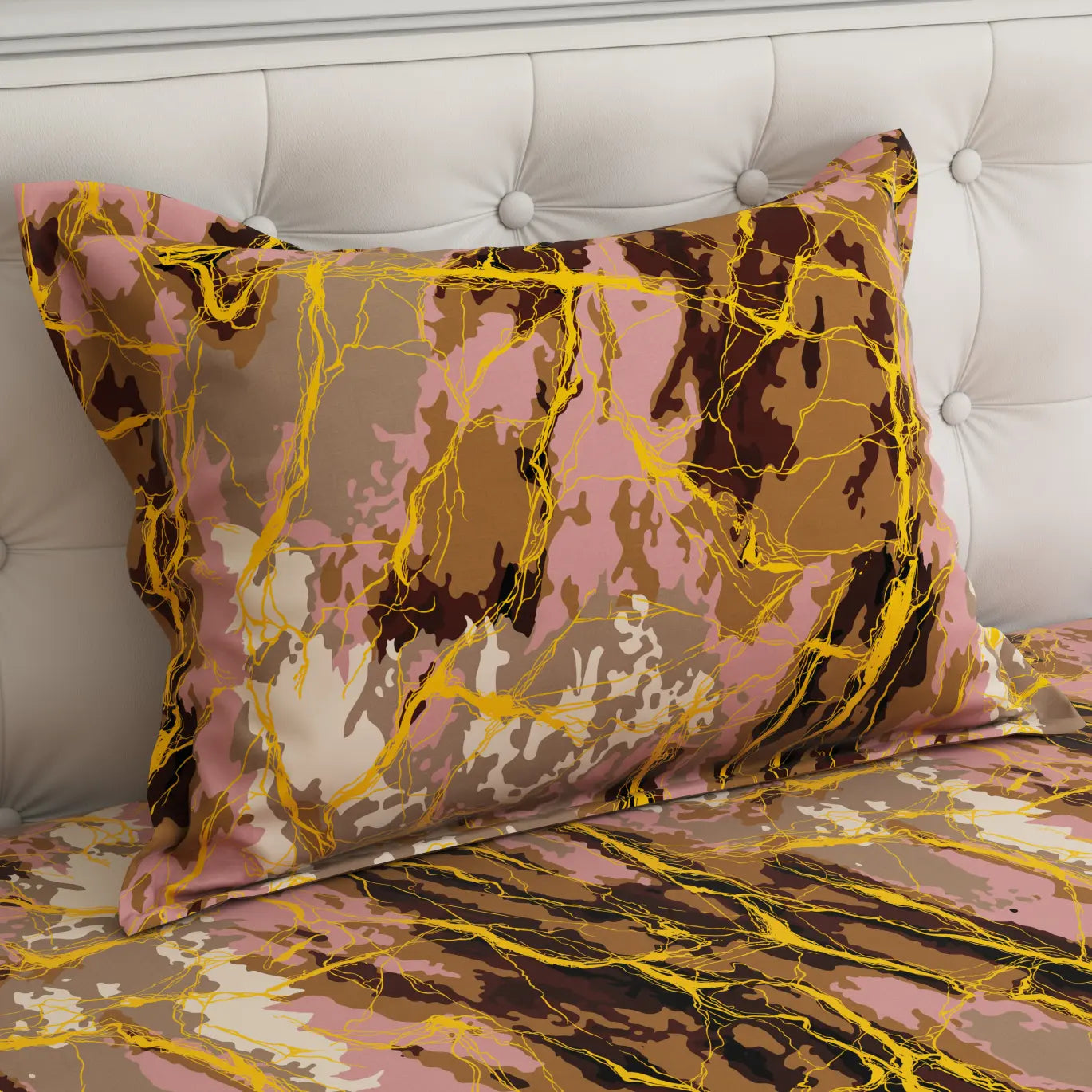 BRONZE MARBLE SATEEN BED SHEET SET