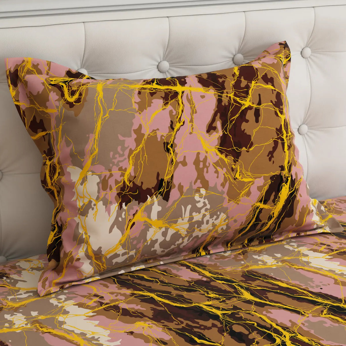BRONZE MARBLE SATEEN BED SHEET SET