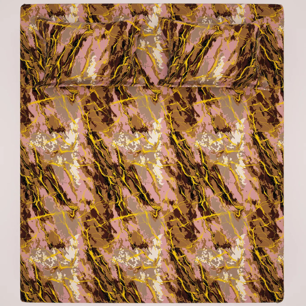 BRONZE MARBLE SATEEN BED SHEET SET