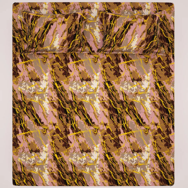 BRONZE MARBLE SATEEN BED SHEET SET