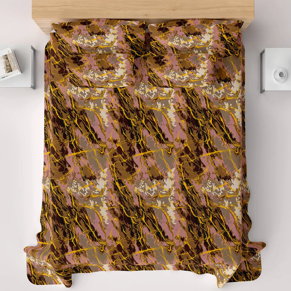 BRONZE MARBLE SATEEN BED SHEET SET