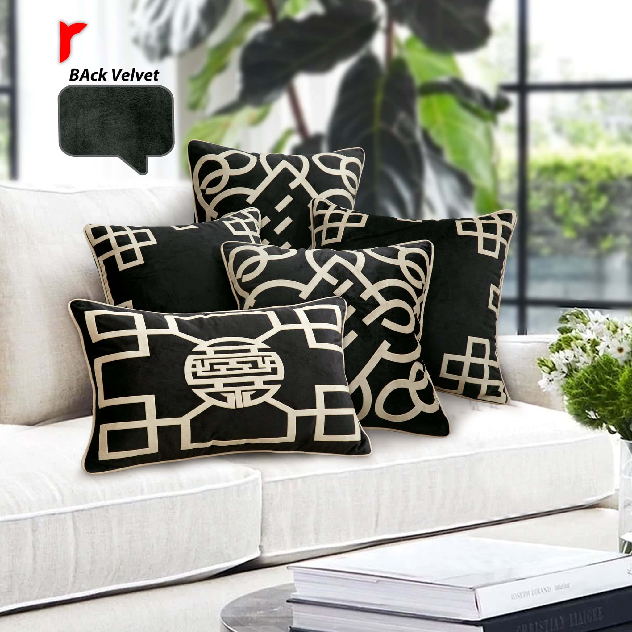 Pack of 5 cushion cover (Black)