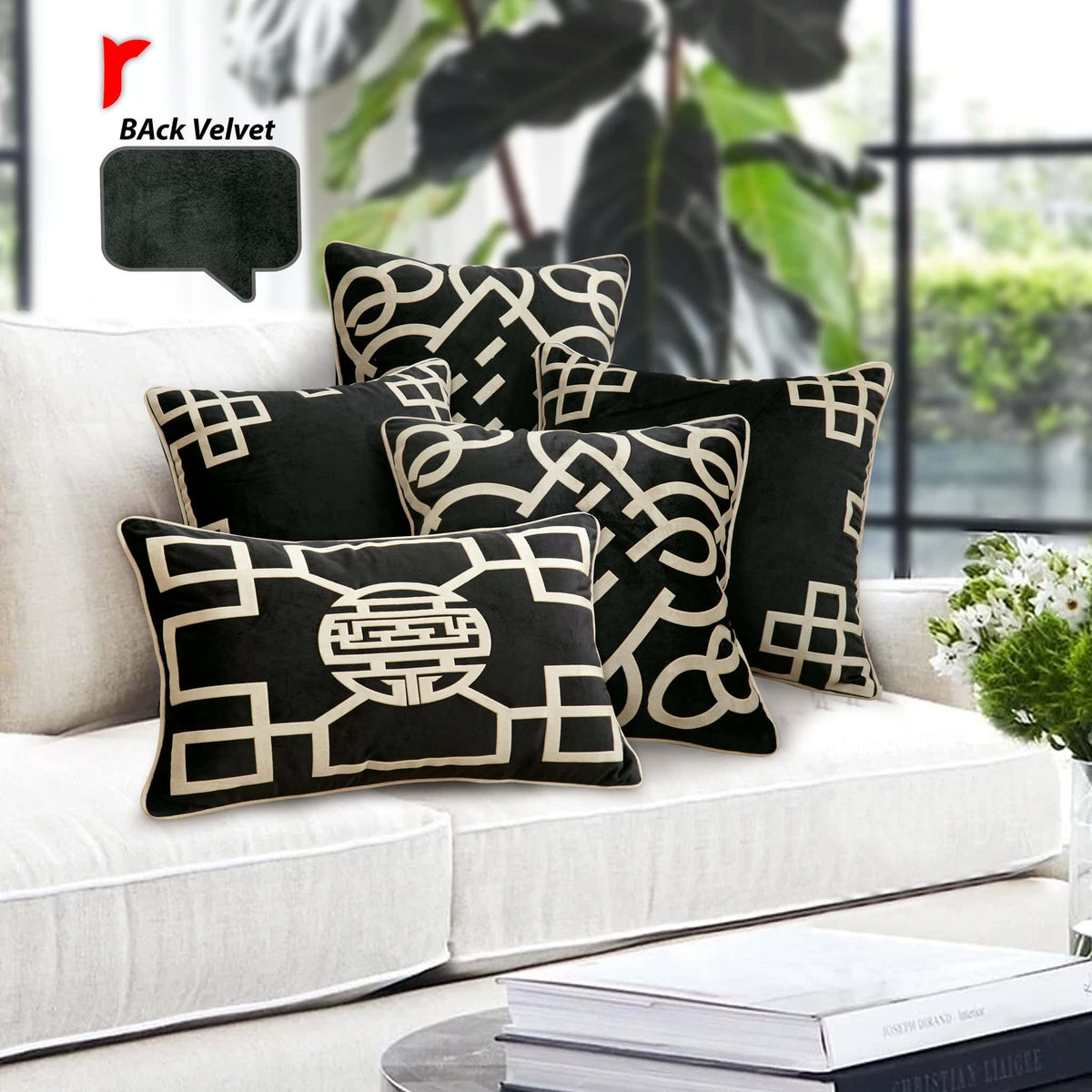 Pack of 5 cushion cover (Black)