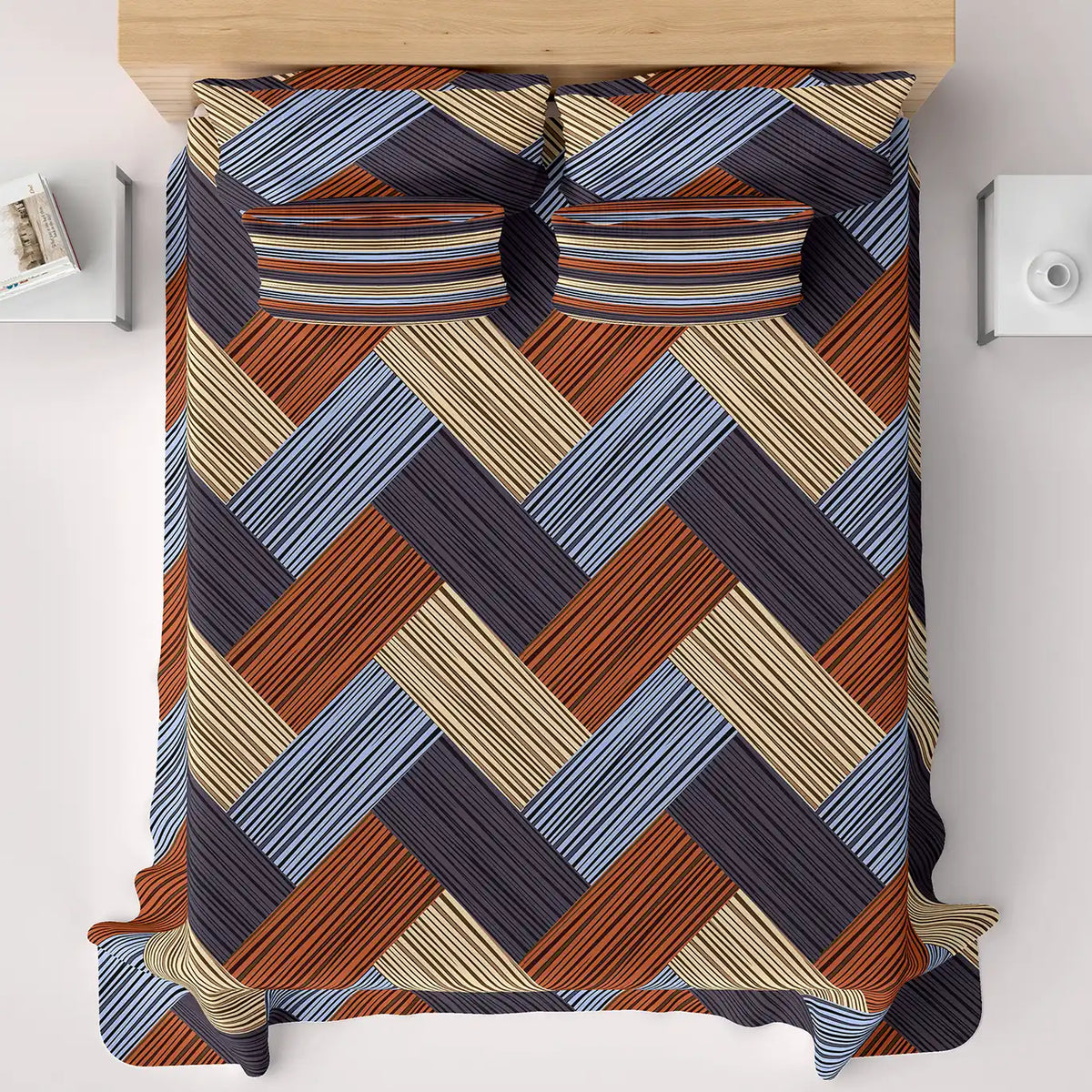 STRIPED KNIT SATEEN BED SHEET