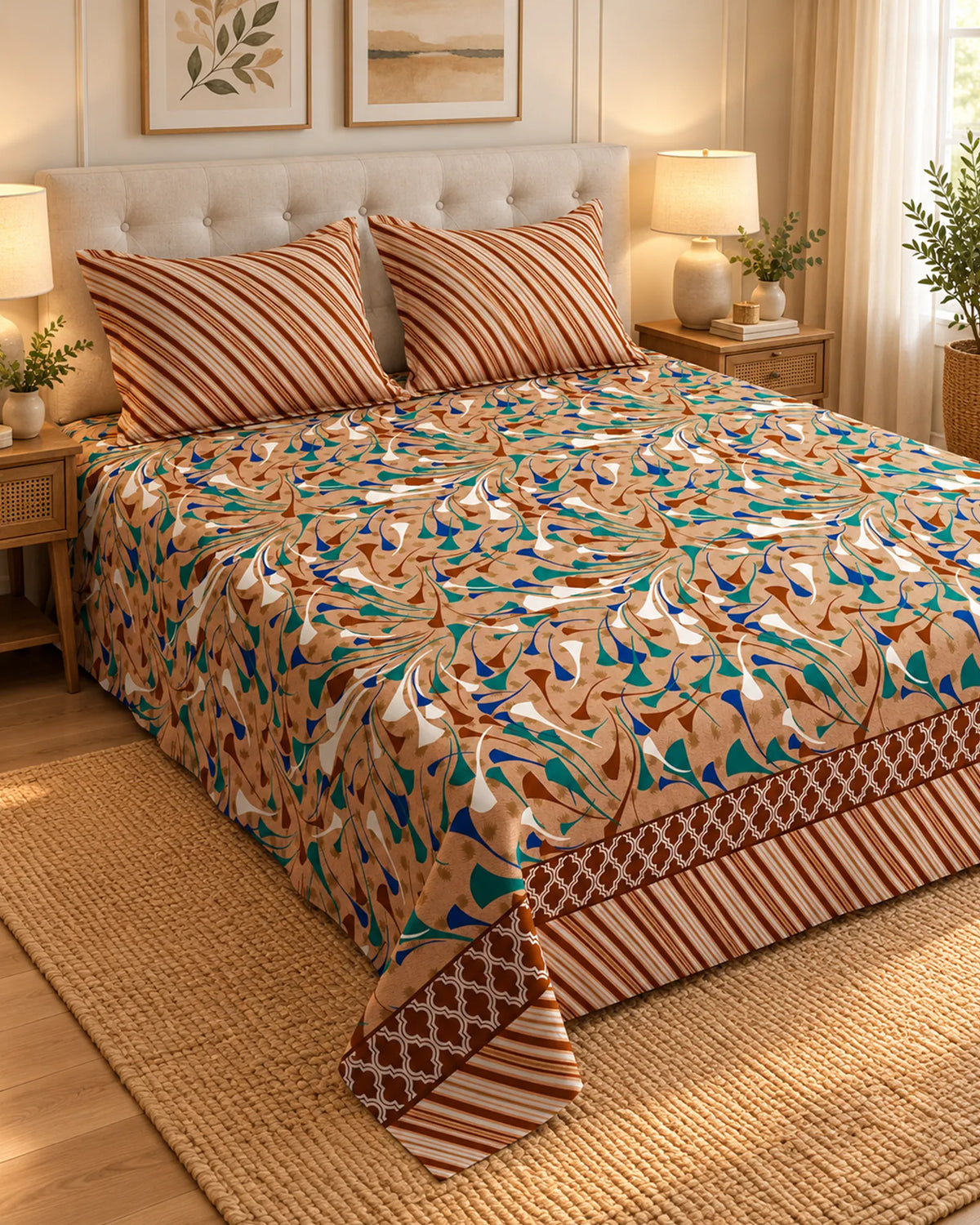 Brown & Teal Marble Swirl Xara Bed Sheet Set Main image
