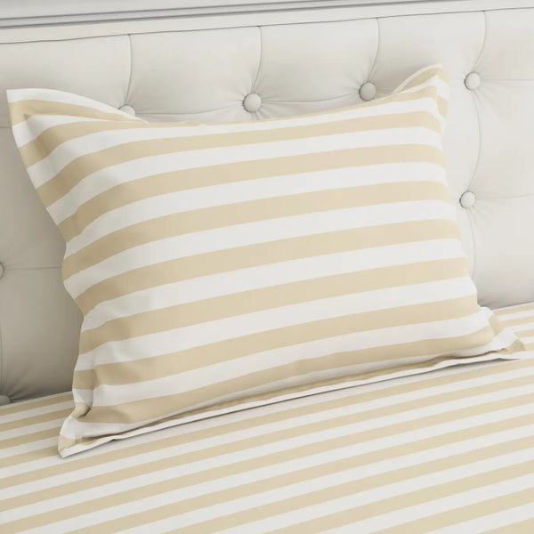 CLASSIC BEIGE STRIPE Sateen Bed Sheet Set