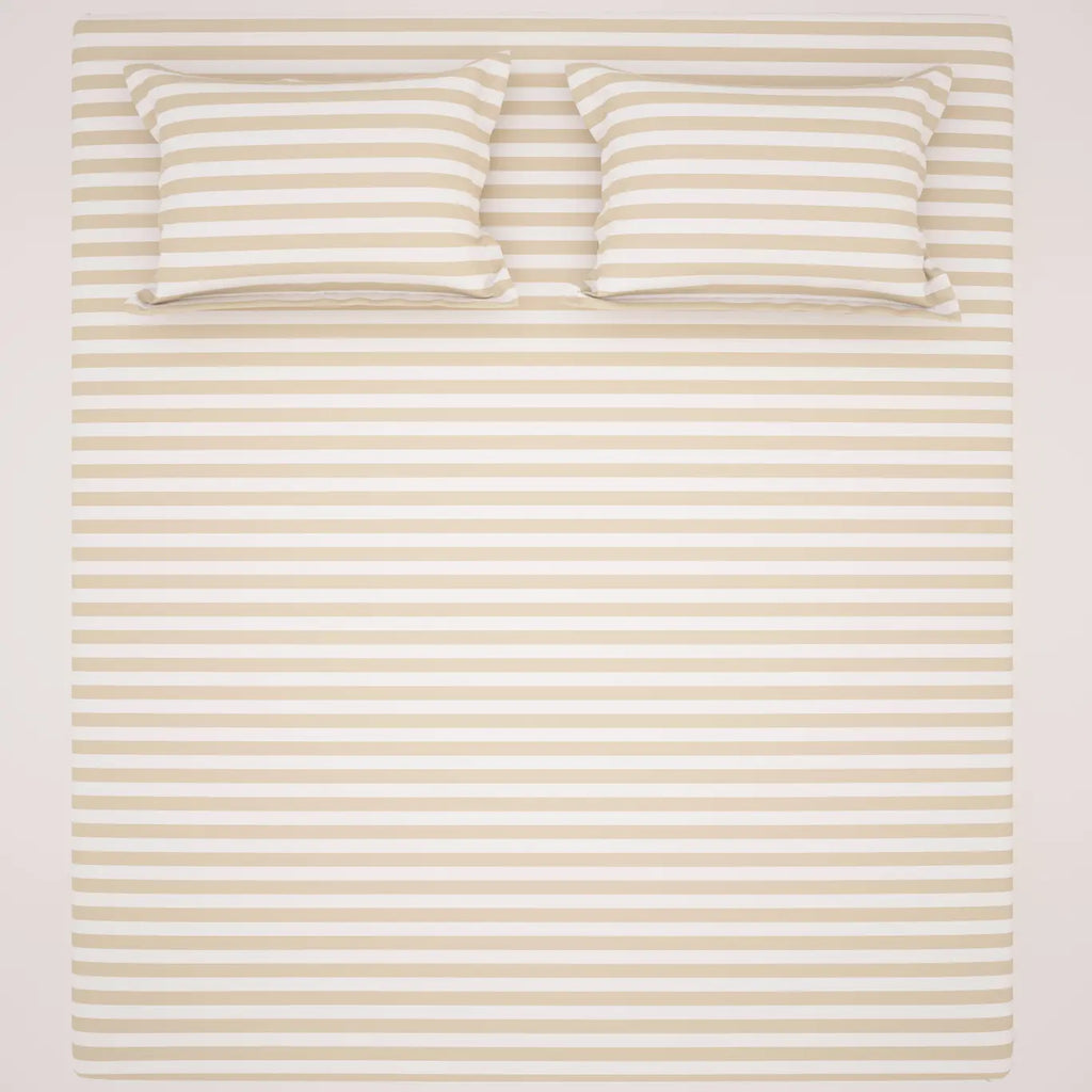 CLASSIC BEIGE STRIPE Sateen Bed Sheet Set