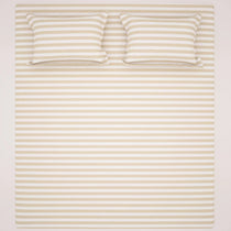 CLASSIC BEIGE STRIPE Sateen Bed Sheet Set