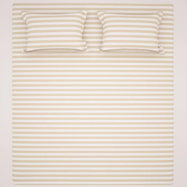 CLASSIC BEIGE STRIPE Sateen Bed Sheet Set
