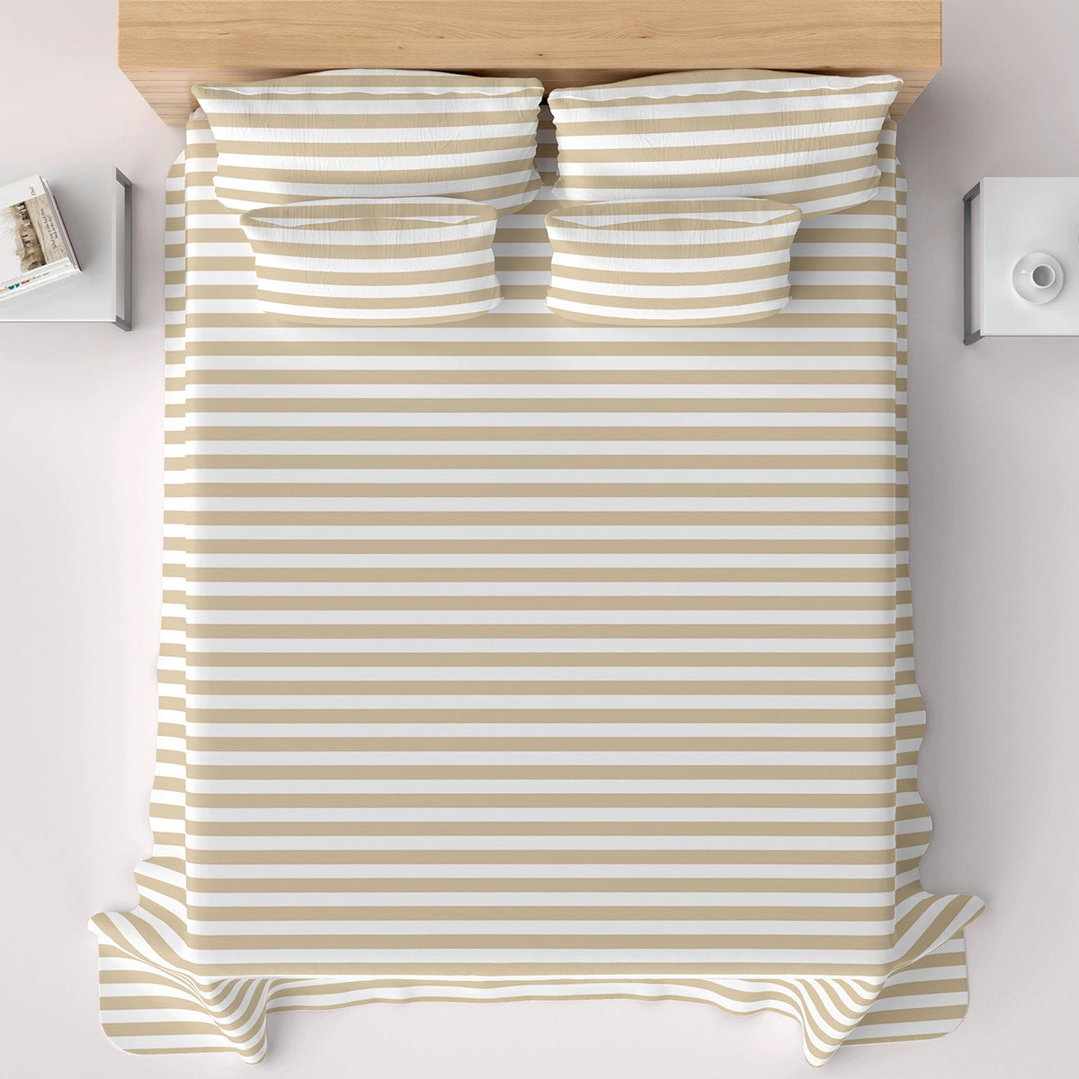 CLASSIC BEIGE STRIPE Sateen Bed Sheet Set