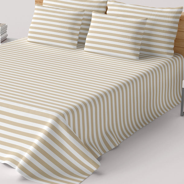 CLASSIC BEIGE STRIPE Sateen Bed Sheet Set
