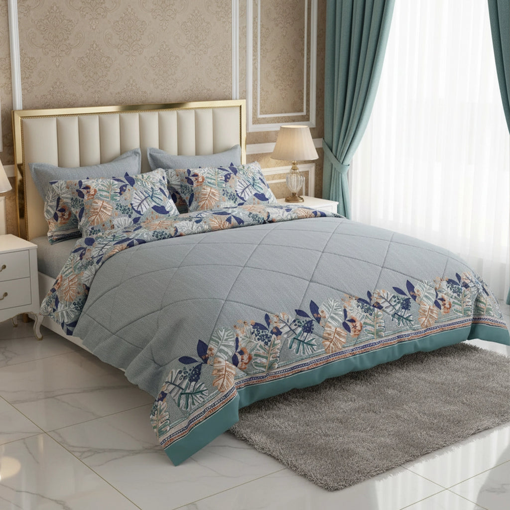COASTAL FLORA SATEEN COMFORTER SET