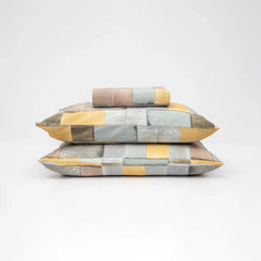 Chic Yellow & Gray Patchwork Cotton Percale Super King Sheet