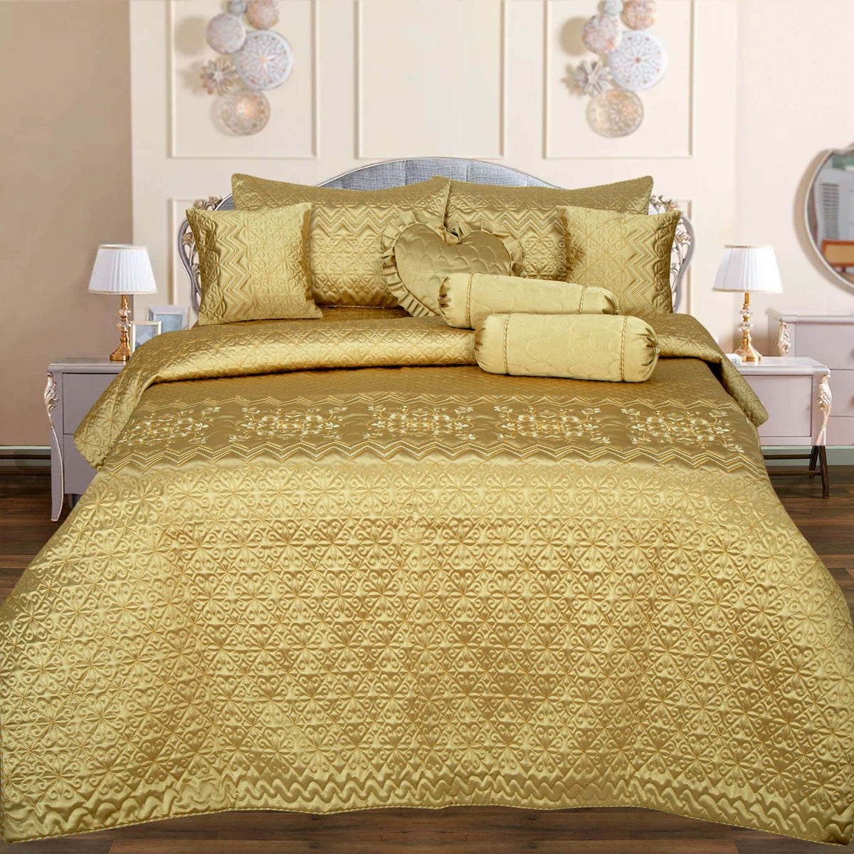 Silk Embroidered 9 pcs bridal set D#2 (Golden) Secondary image