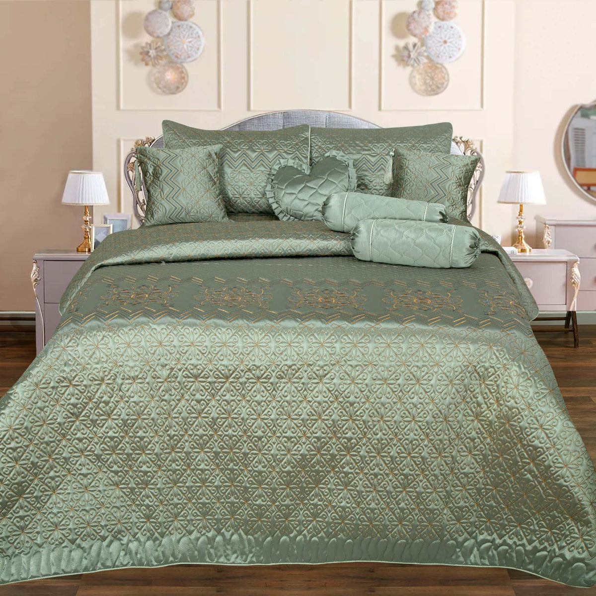 Silk Embroidered 9 pcs bridal set D#2 (Grey) Secondary image
