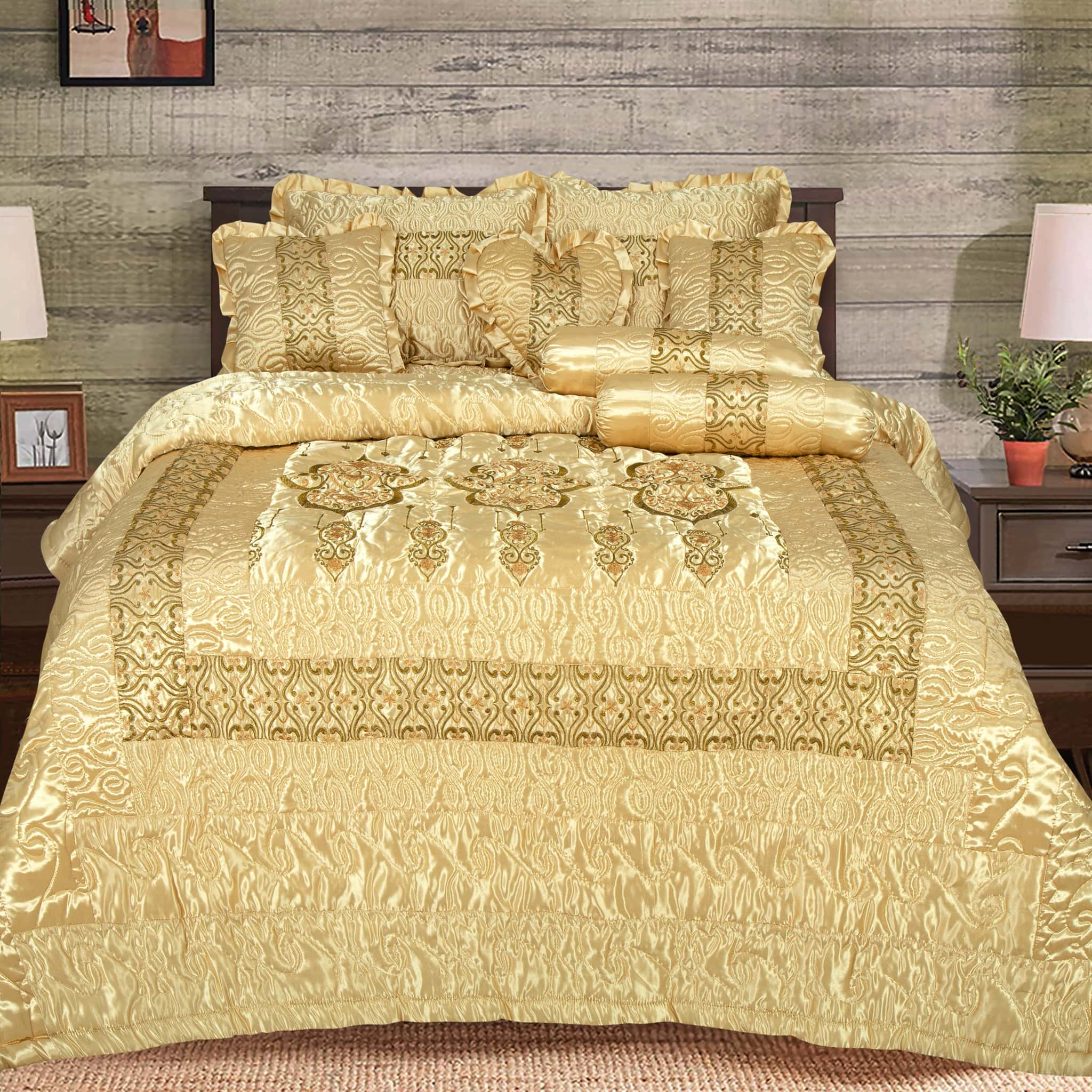 Silk Embroidered 9 pcs bridal set D#3 (Golden)