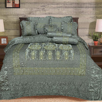 Silk Embroidered 9 pcs bridal set D#3 (Grey)