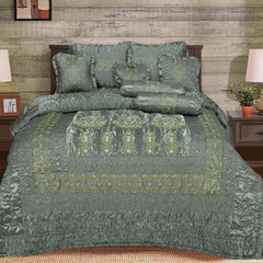 Silk Embroidered 9 pcs bridal set D#3 (Grey)