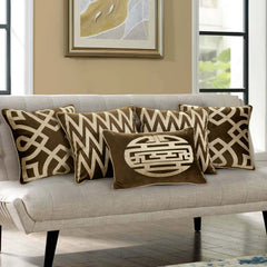 Pack of 5 cushion cover (Dark-Brown)