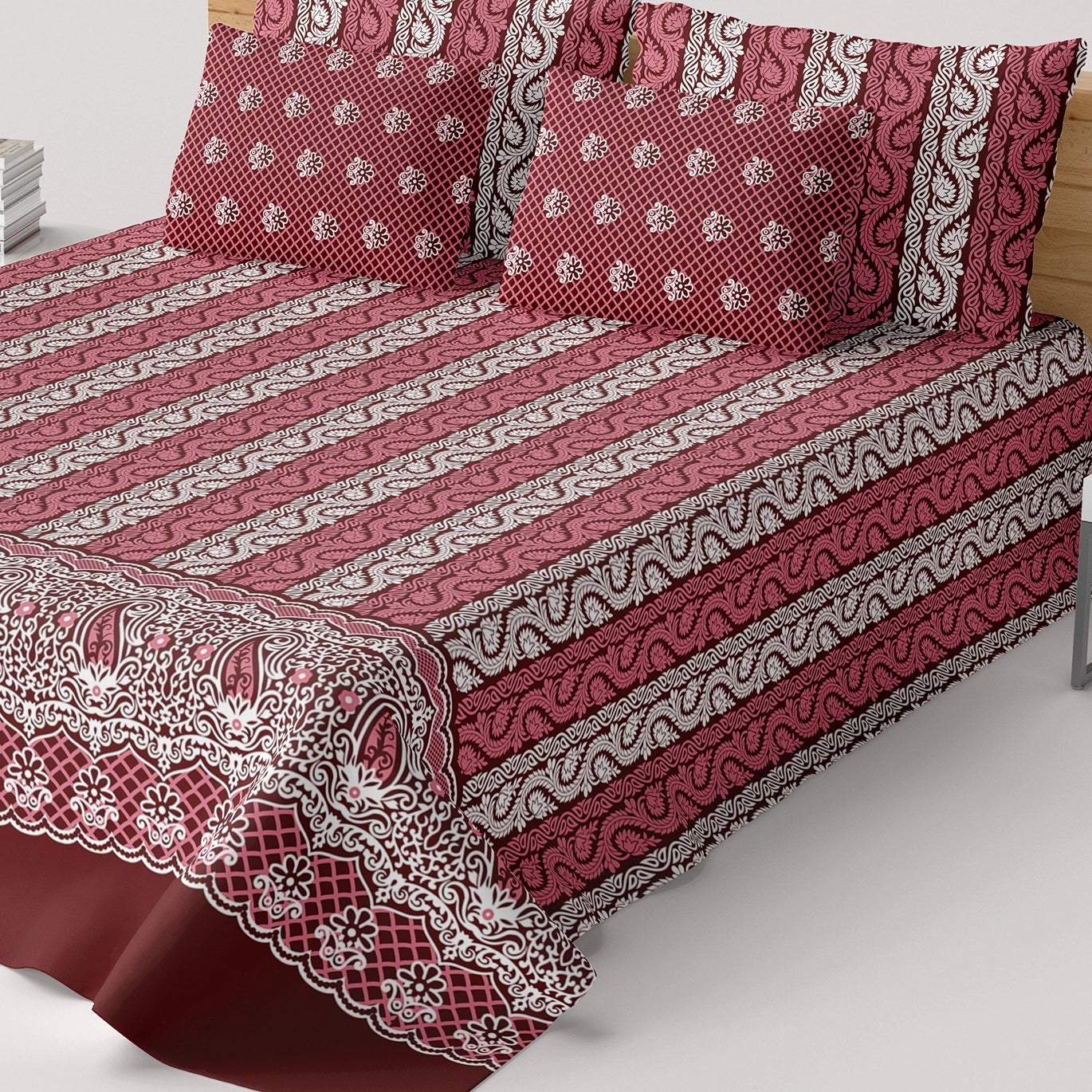 ELEGANT CRIMSON  Xara Bed Sheet Set