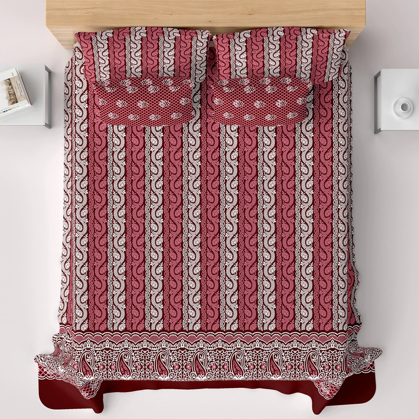 ELEGANT CRIMSON  Xara Bed Sheet Set