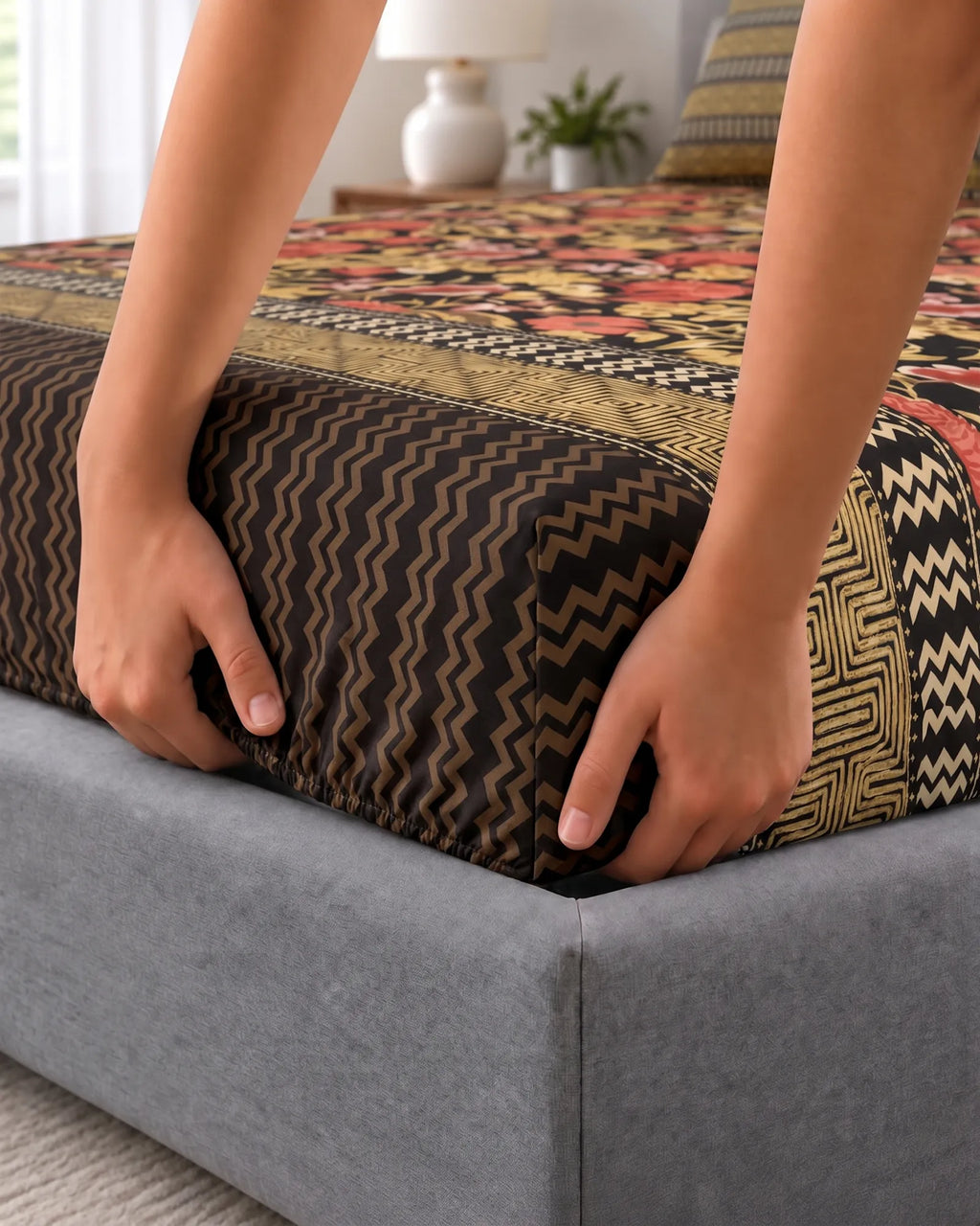 FLORAL BROCADE Xara Fitted Bed Sheet Set