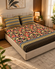 FLORAL BROCADE Xara Fitted Bed Sheet Set