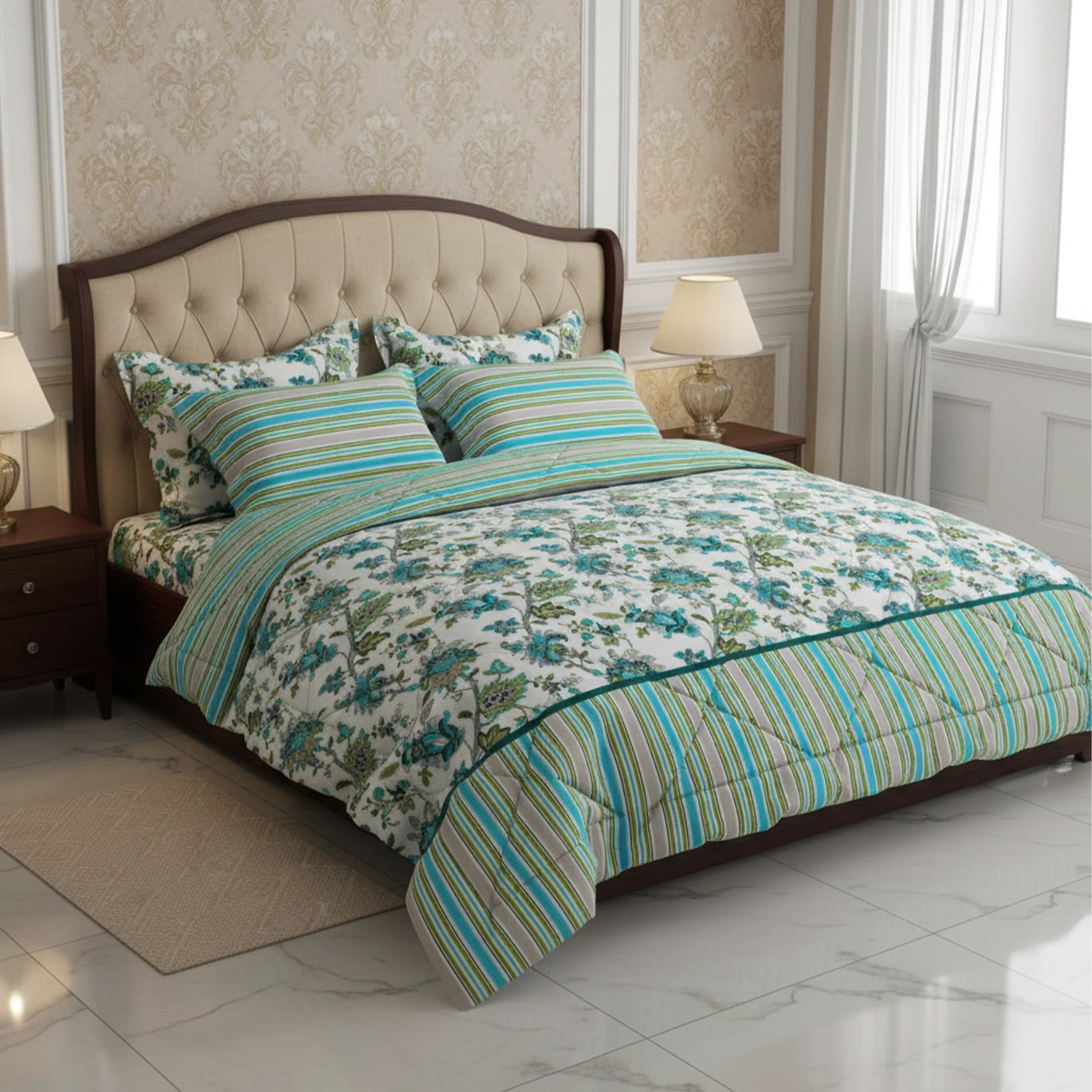 FLORA STRIPES 6-Pcs Comforter Set