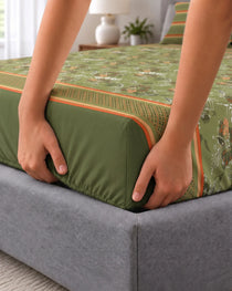 GREEN OVERLAY Xara Fitted Bed Sheet Set