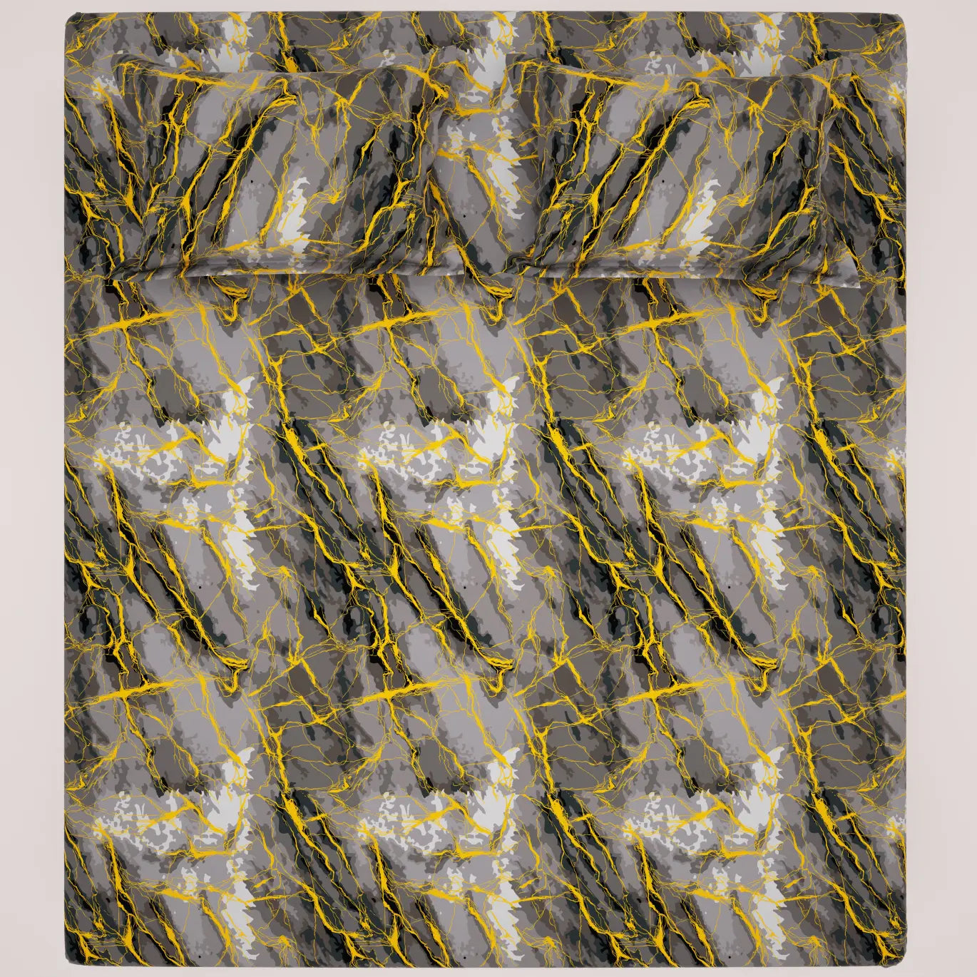 GREY MARBLE  Sateen Bed Sheet Set