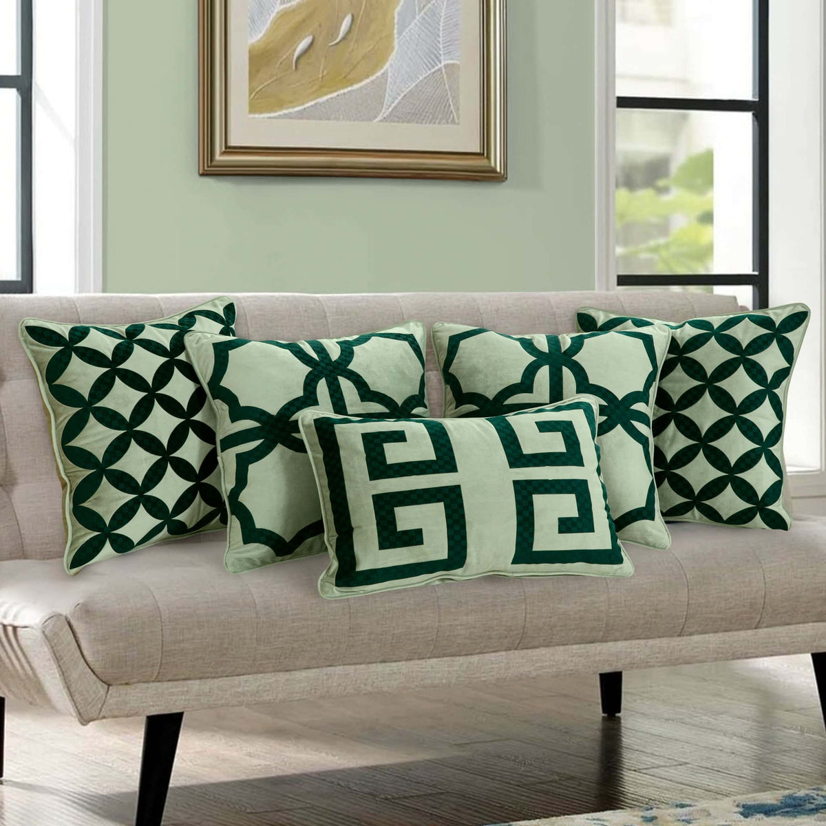 Pack of 5 cushion cover (Green) Main image