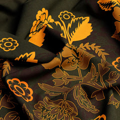Green Floral Sateen Bed Sheet Set - 7023