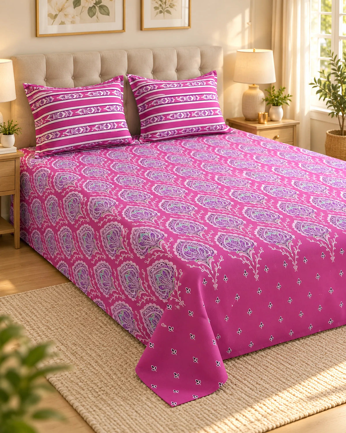 Hot Pink Damask Medallion Xara Bed Sheet Set Main image
