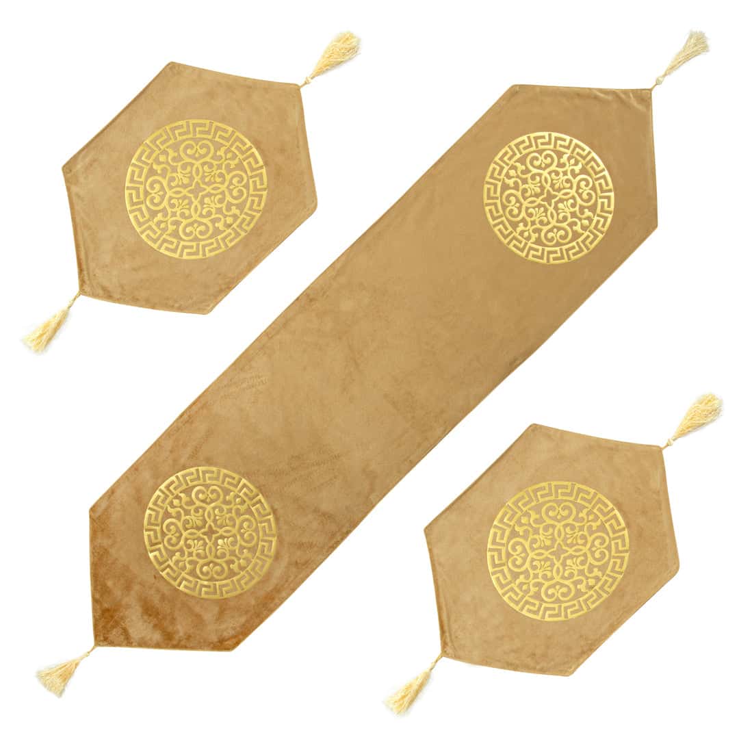 Velvet lazer 3pcs runner set (Beige) Secondary image