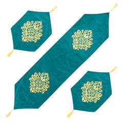 Velvet lazer 3pcs runner set (Teal)