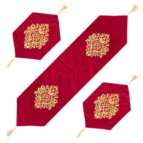 Velvet lazer 3pcs runner set (Red)