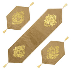 Velvet lazer 3pcs runner set (Dark Camel)