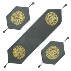 Velvet lazer 3pcs runner set (Dark Grey)