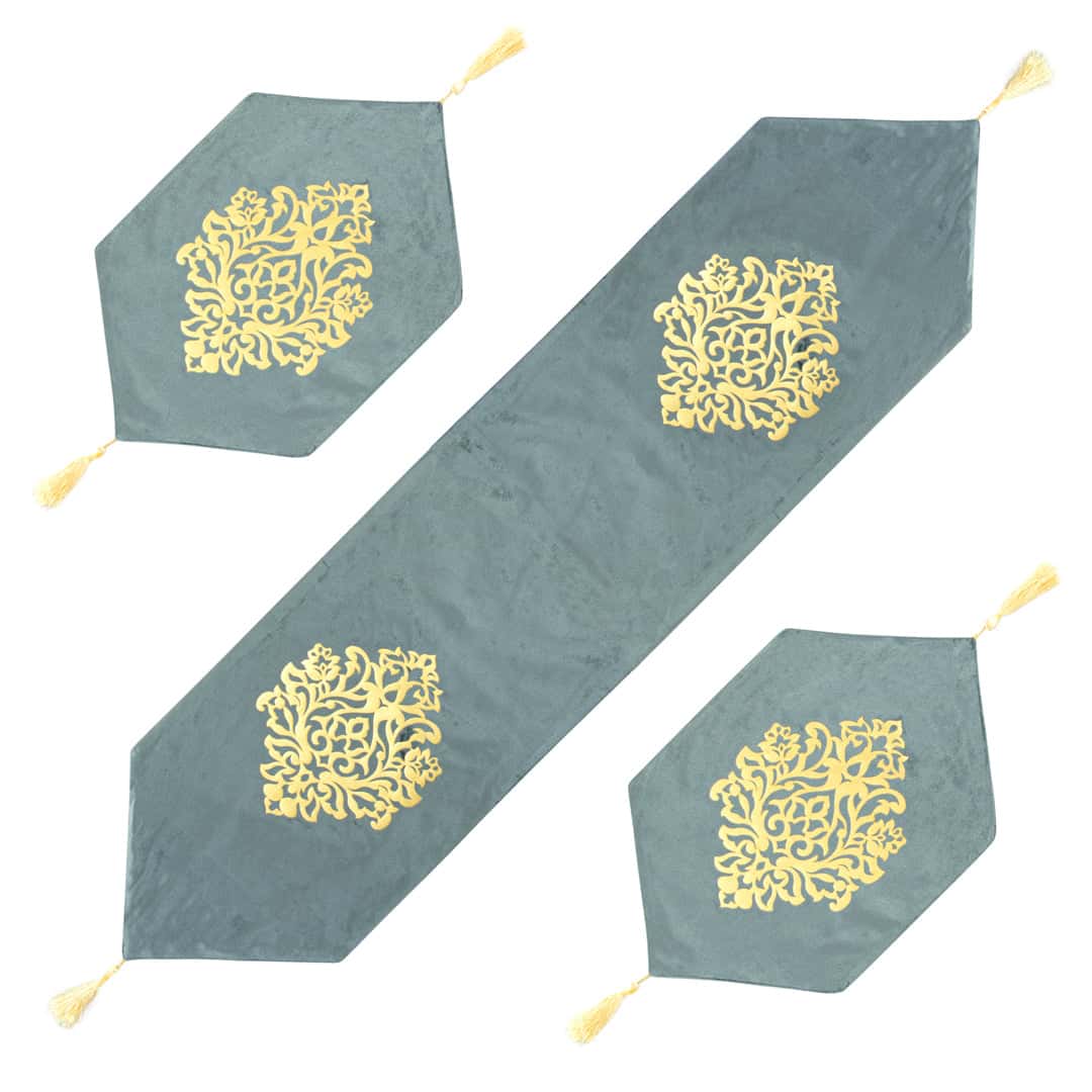 Velvet lazer 3pcs runner set (Light Grey) Secondary image