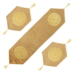 Velvet lazer 3pcs runner set (Beige)